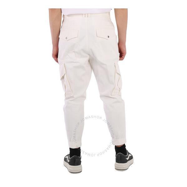 발망 발망 Balmain Mens White Cotton Cargo Pants XH0MH105DC10