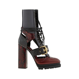 버버리 Burberry Ladies Westmarsh Leather And Snakeskin Cutout Ankle Boots 4045482