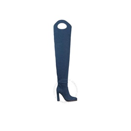 버버리 Burberry Ladies SHOR에디트 EDITCH Denim Blue Porthole Detail Over-The-Knee Boots 8039975