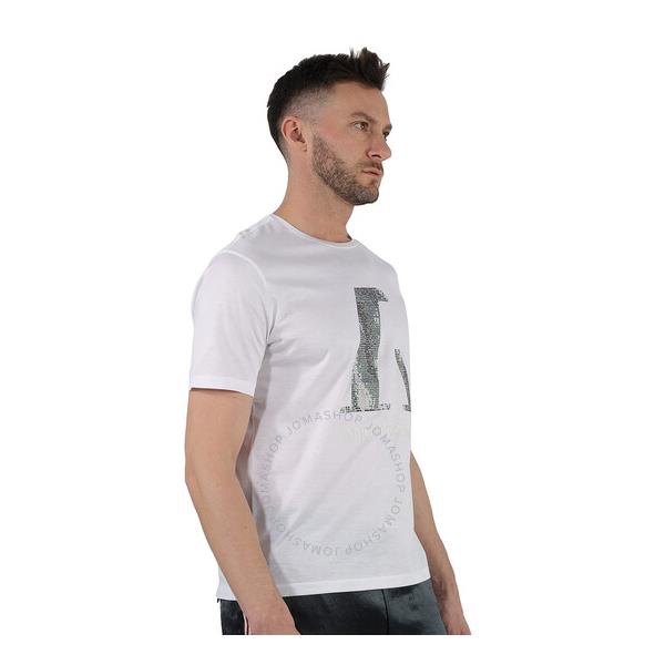  Emporio Armani Sequinned Logo Cotton T-Shirt In White 3H1T6W-1JQ3Z-0100