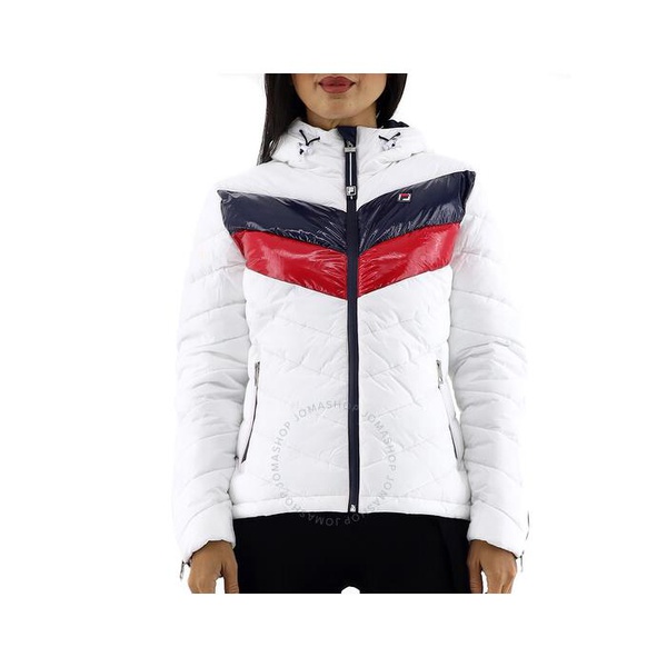 필라 Open Box - FILA Ladies Color-block Hooded Jacket 682748 A50 WH
