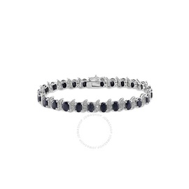A모우 MOUR 14 7/8 CT TGW Black Sapphire and Diamond S-link Bracelet In Sterling Silver 7500064269