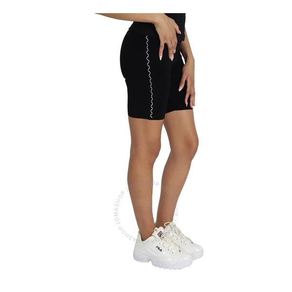  오프화이트 Off-White Ladies Black/White Rib-Knit Biker Shorts WHM007S22KNI001