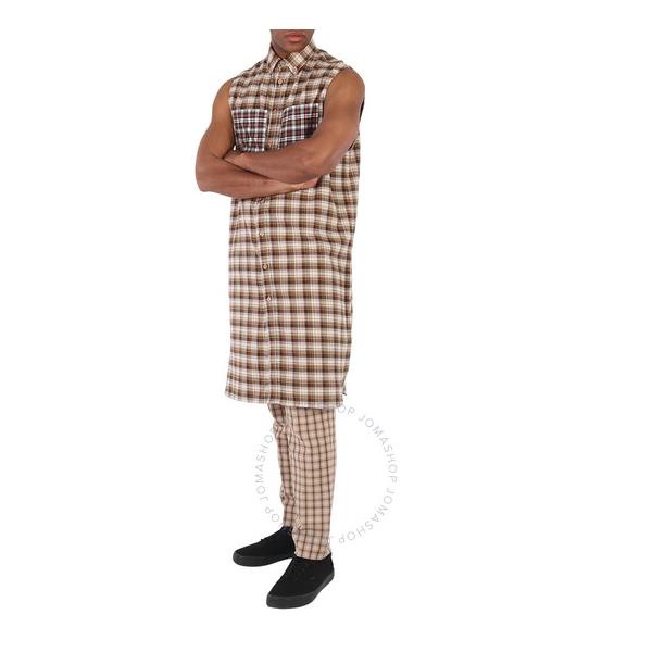 버버리 버버리 Burberry Mens Sleeveless Check Cotton Flannel Tunic Shirt 4565530