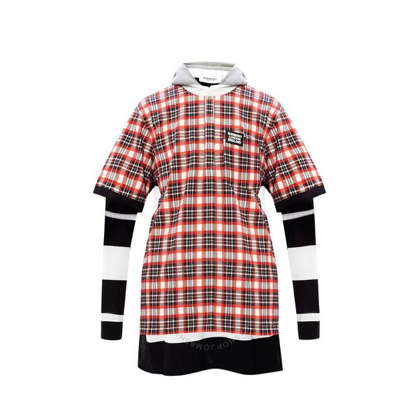 버버리 버버리 Burberry Mens Bright Red Plaid And Striped Cotton Remodeled Rugby Shirt 4563886