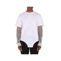 버버리 Burberry Optic White Cotton Cut-Out Hem Crystal Sleeve Oversized T-Shirt 4563750