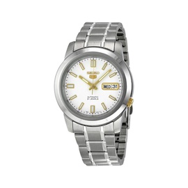 Seiko 5 Automatic Stainless Steel White Dial Mens Watch SNKK07