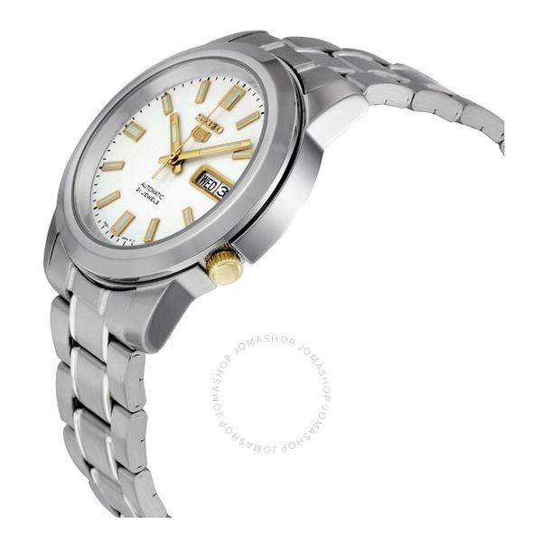  Seiko 5 Automatic Stainless Steel White Dial Mens Watch SNKK07