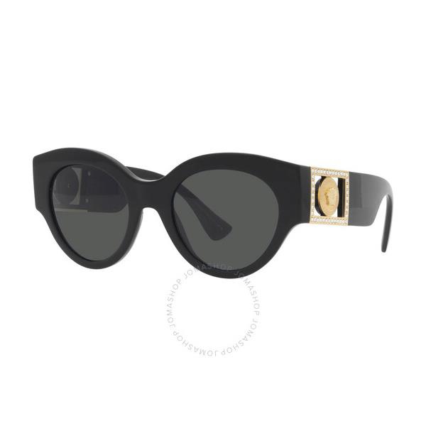 베르사체 베르사체 Versace Dark Gray Round Ladies Sunglasses VE4438B GB1/87 52