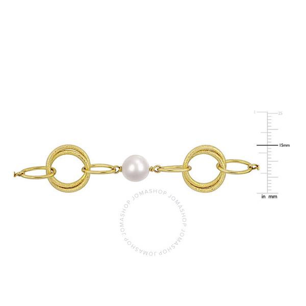  A모우 MOUR 9-10mm Cultured Freshwater Pearl Circle Link Bracelet In Yellow Plated Sterling Silver JMS009493