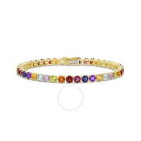A모우 MOUR 12 CT TGW Multi Color Gemstone Tennis Bracelet In Yellow Plated Sterling Silver JMS007785
