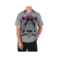 베르사체 Versace Mens Juxtaposed Baroque Checked Logo Shirt 1006067-1A04361-5B040