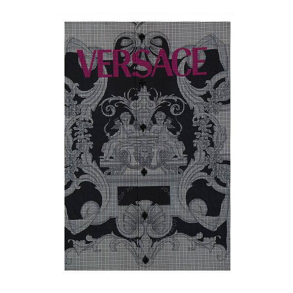 베르사체 베르사체 Versace Mens Juxtaposed Baroque Checked Logo Shirt 1006067-1A04361-5B040