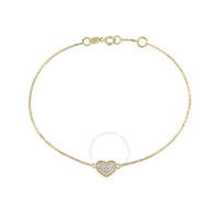 A모우 MOUR 1/10 CT TW Diamond Heart Charm Bracelet In 14K Yellow Gold JMS006391