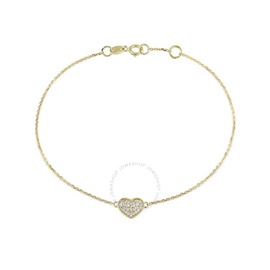 A모우 MOUR 1/10 CT TW Diamond Heart Charm Bracelet In 14K Yellow Gold JMS006391