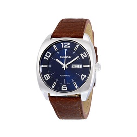 Seiko Recraft Automatic Blue Dial Brown Leather Mens Watch SNKN37