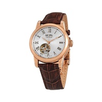 Gevril Madison Automatic Silver Dial Brown Leather Mens Watch 2587