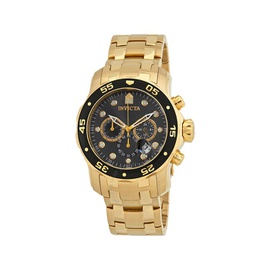 Invicta Pro Diver Chronograph Charcoal Dial Gold Ion-plated Mens Watch 80064