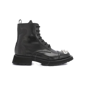 알렉산더맥퀸 Alexander Mcqueen Mens Black/Silver Punk Stud Lace-Up Boots 705080 WIC63 1081