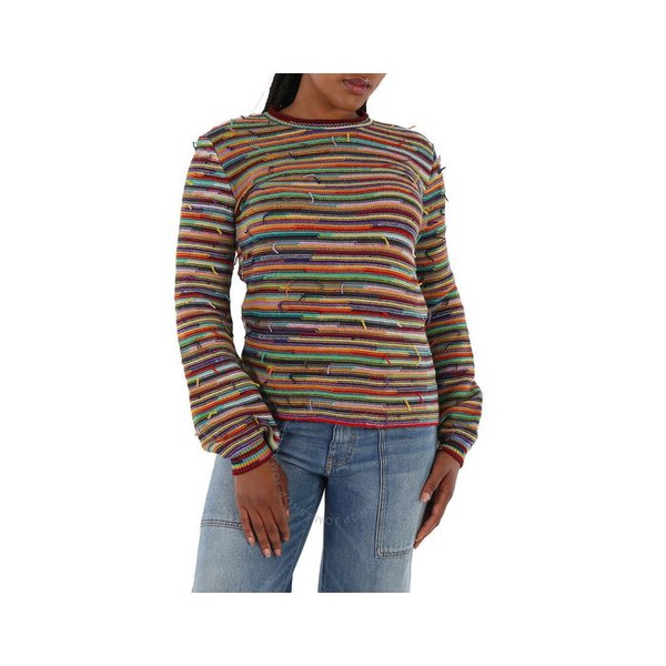 끌로에 Chloe Ladies Multicolor Rainbow-Striped Frayed Sweater CHC22SMP186009CA