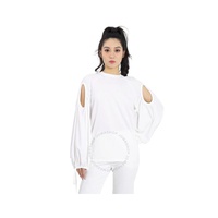 버버리 Burberry Ladies White Cut-out Sleeve Oversized Top 4564234