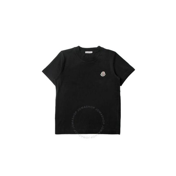 몽클레어 몽클레어 Moncler Girls Black Cotton Logo Patch Short-Sleeve T-Shirt H29548C00023-83907-999