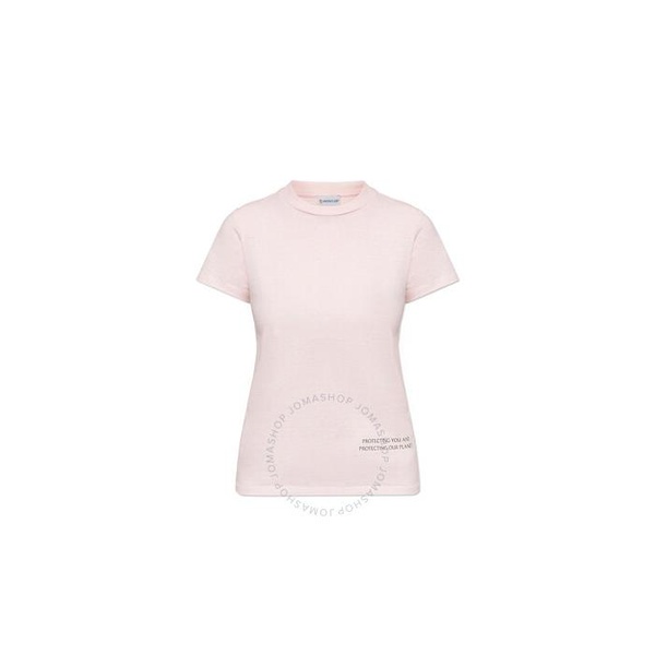 몽클레어 몽클레어 Moncler Ladies Pink Cotton Slogan Print Short-Sleeve T-Shirt H10938C00008-899M5-50J