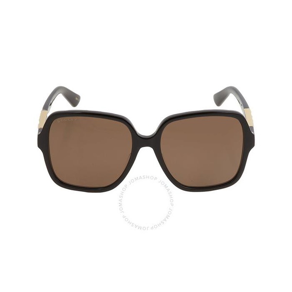 구찌 구찌 Gucci Polarized Brown Square Ladies Sunglasses GG1189S 001 56