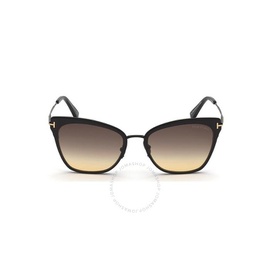 톰포드 Tom Ford Faryn Smoke To Yellow Gradient Cat Eye Ladies Titanium Sunglasses FT0843 01B 56