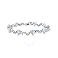 A모우 MOUR 8 2/5 CT TGW Blue Topaz and Diamond Heart S-link Bracelet In Sterling Silver JMS002711