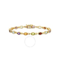 A모우 MOUR 4 1/2 CT TGW Multi-gemstone Marquise Bracelet In Yellow Plated Sterling Silver JMS007780