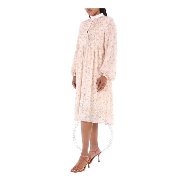 끌로에 Chloe High-Neck Dress With Print in Dew Pink CHC21SRO193306A5