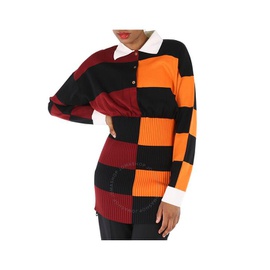 버버리 Burberry Ladies Stripe Polo Size Zip Mini Dress in Bright Orange 8032197