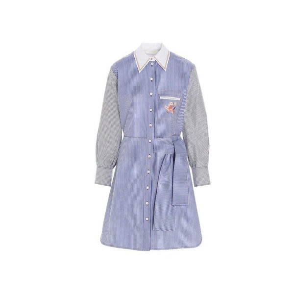 끌로에 Chloe Ladies Blue / White Striped Shirt Dress CHC21SRO7504599G