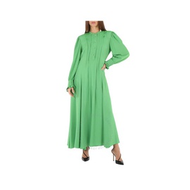 Chloe Ladies Vibrant Green Pintucked Crepe Long Dress CHC21ARO2600739T