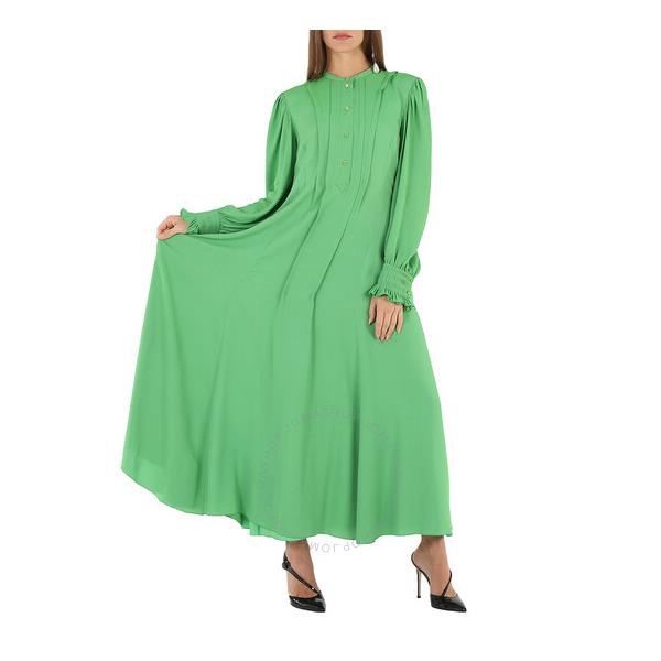 끌로에 Chloe Ladies Vibrant Green Pintucked Crepe Long Dress CHC21ARO2600739T