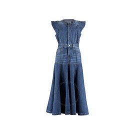 Chloe Ladies Dusky Blue Ruffled Pleated Denim Dress CHC22SDR2415240X