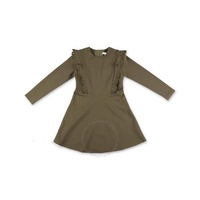 Chloe Girls Dark Green Ruffle-Detail Long-Sleeve Dress C12885-673