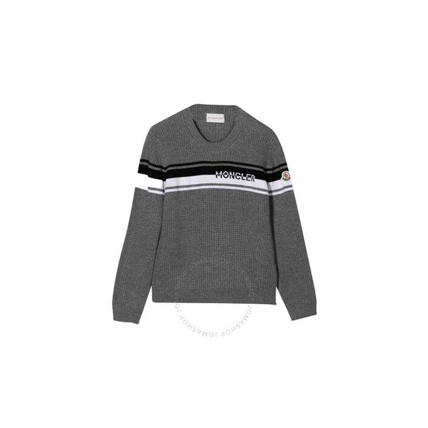 몽클레어 몽클레어 Moncler Boys Grey Waffle Knit Wool Logo Sweater H29549C00002-M1131-981