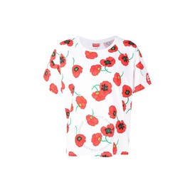 Kenzo Ladies White Poppy All-Over Logo T-Shirt FC62TS0194SO-01