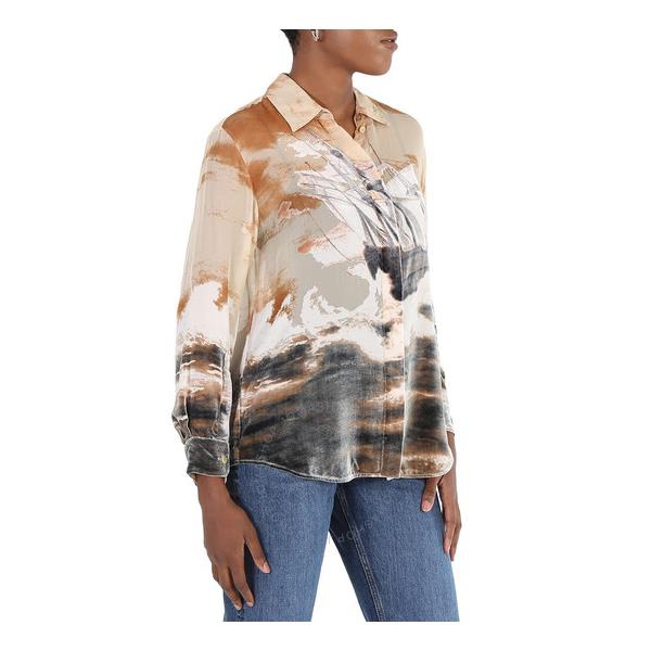 버버리 버버리 Burberry Debore Silk Blend Sheep Print Oversized Shirt 4562595