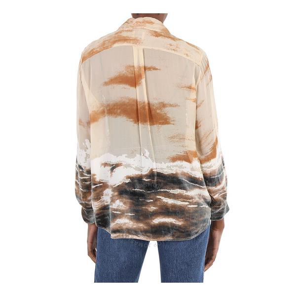 버버리 버버리 Burberry Debore Silk Blend Sheep Print Oversized Shirt 4562595