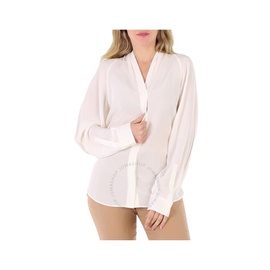 버버리 Burberry Ladies Natural White Fion Long-Sleeve Shirt 8041114