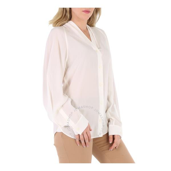 버버리 버버리 Burberry Ladies Natural White Fion Long-Sleeve Shirt 8041114