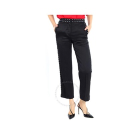 버버리 Burberry Black Silk Satin Studded Tailored Trousers 8014275