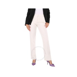 버버리 Burberry Natural White Wool Satin Stripe Detail Tailored Trousers 8010187