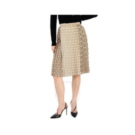 버버리 Burberry Ladies Contrast Graphic Print Pleated Skirt 8016899