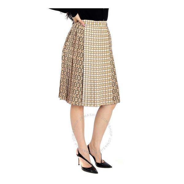 버버리 버버리 Burberry Ladies Contrast Graphic Print Pleated Skirt 8016899