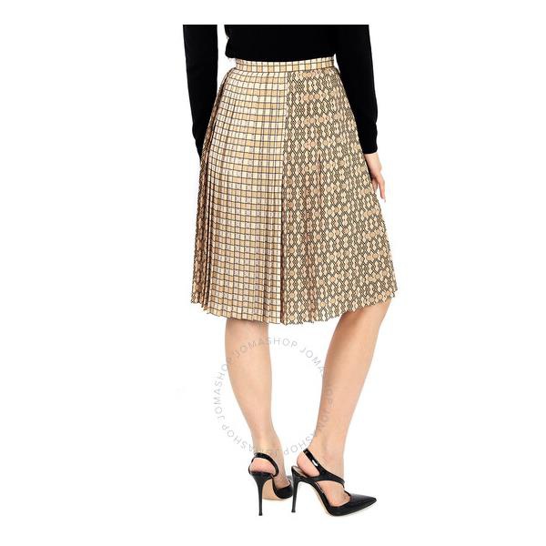 버버리 버버리 Burberry Ladies Contrast Graphic Print Pleated Skirt 8016899