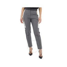 버버리 Burberry Contrast Stripe Crop Wool Trousers In Grey 8029059